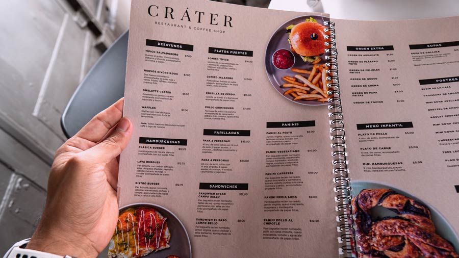 restaurante crater menu